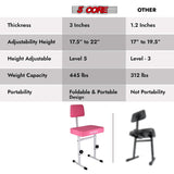 5 Core Piano Bench 3" Padded Cushioned Stool w Backrest Heavy Duty Musician Chair Height Adjustable