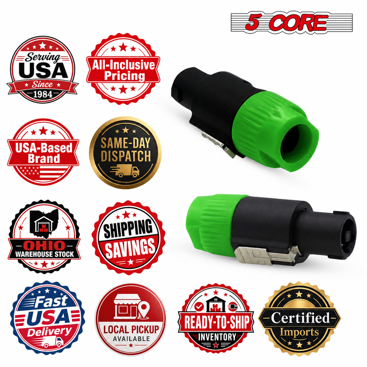 5Core Speakon Adapter High Quality Audio Jack Male Audio Pin Speaker Adapter Connector