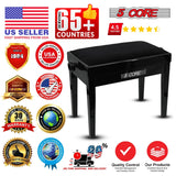 5 Core Adjustable Piano Bench Thick 3.25" Solid Wood Keyboard Stool Heavy Duty Musician Chair