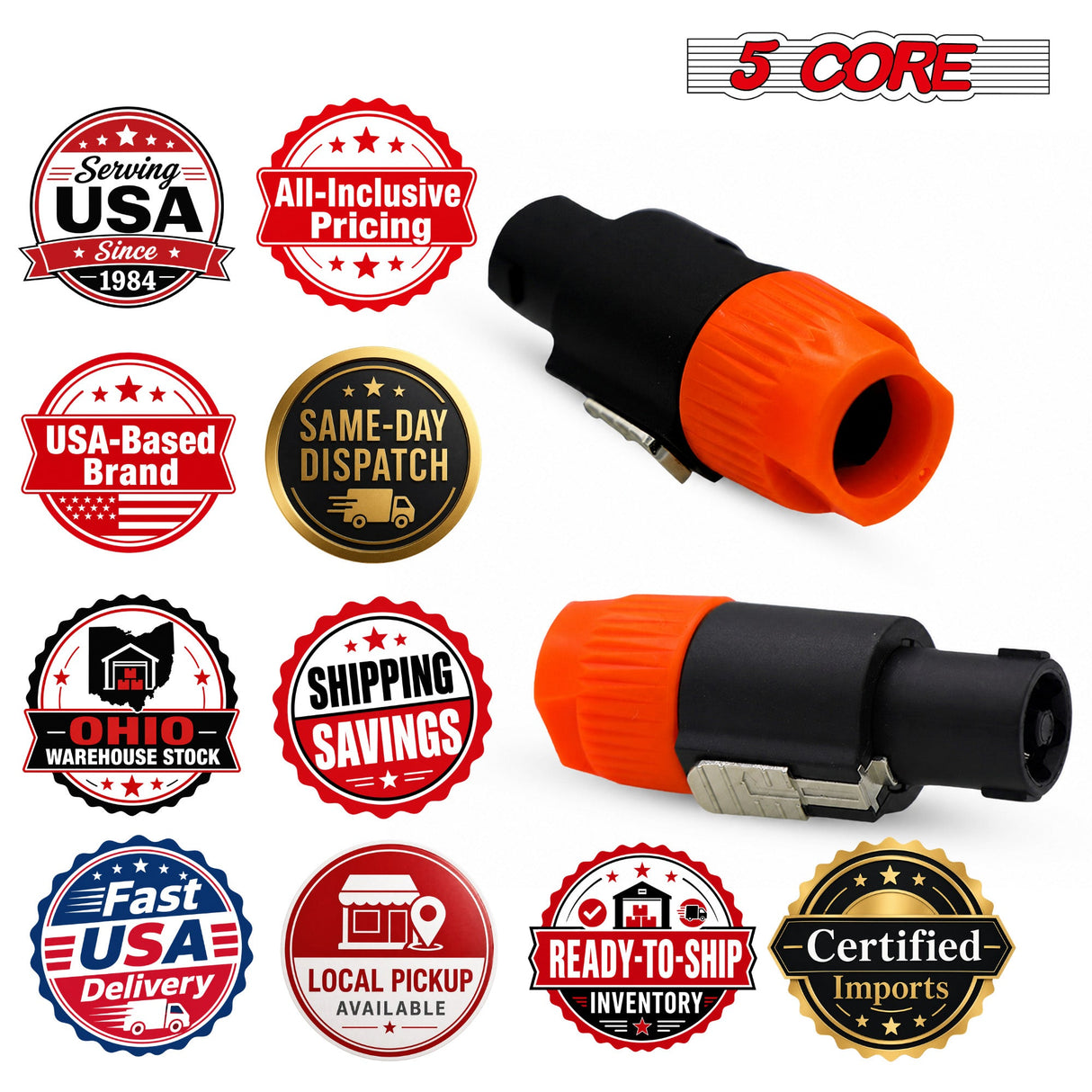 5Core Speakon Adapter High Quality Audio Jack Male Audio Pin Speaker Adapter Connector