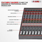 5 Core Audio Mixer 8 Channel DJ Soundboard USB Interface Bluetooth Mixing Console w 99 DSP Effect