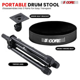 5 Core Drum Throne 3" Thick Padded Memory Foam Comfortable Drummer Stool 330Lb Capacity Adjustable