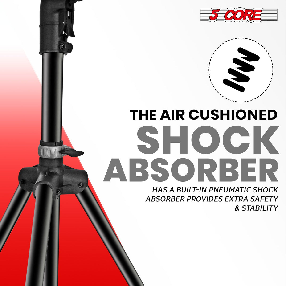 5Core Speaker Stand Tripod Tall Air Assist Lowering Adjustable Heavy Duty Floor Stands