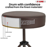5 Core Drum Throne 3" Thick Padded Memory Foam Comfortable Drummer Stool 330Lb Capacity Adjustable