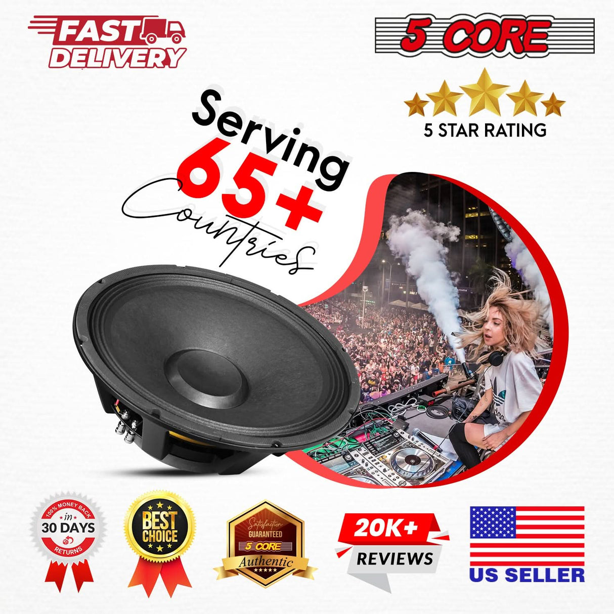 Top view of 5Core subwoofer ideal for full range audio applications