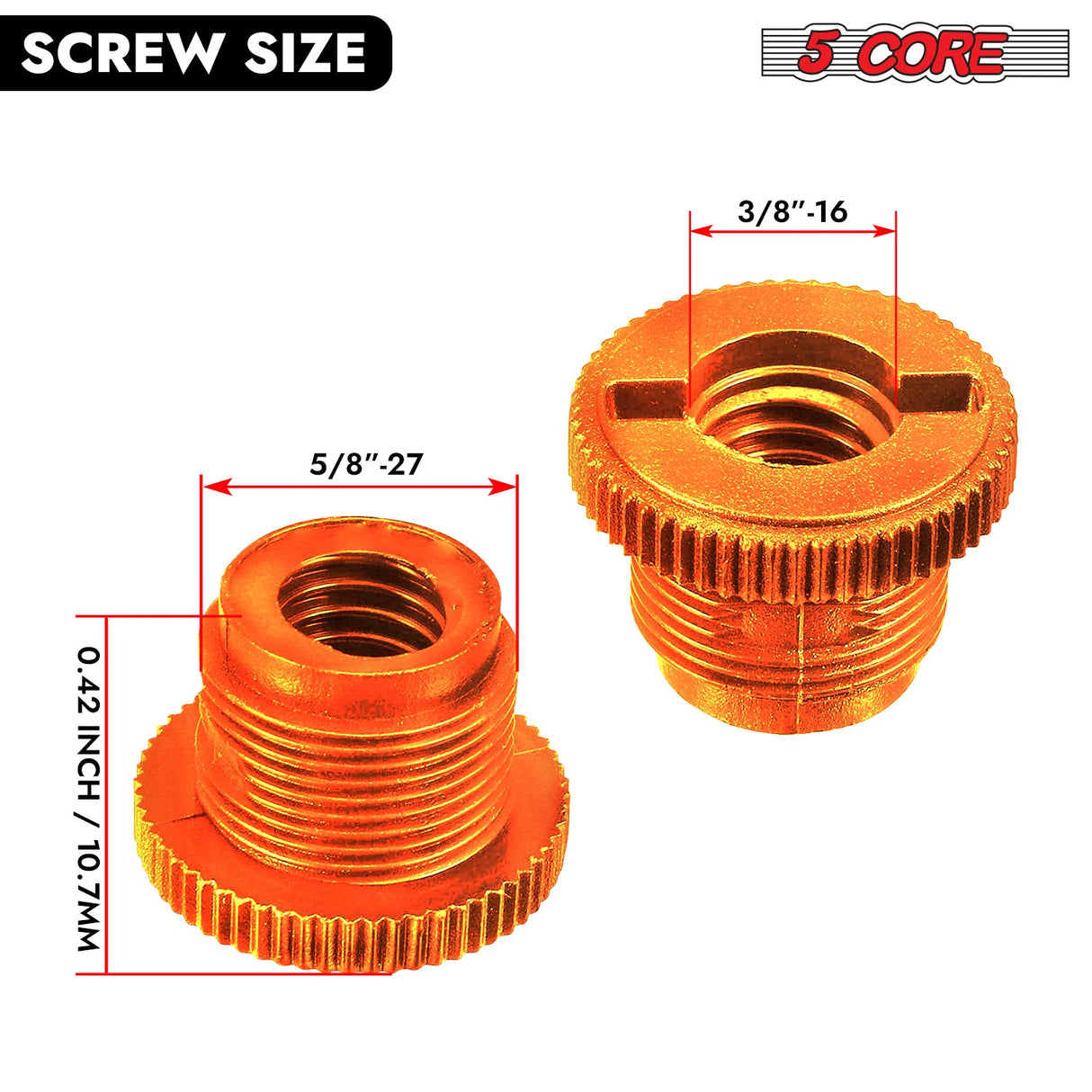5 Core Mic Stand Adapter 5/8 Male to 3/8 Female Screw Thread Conversion Connector
