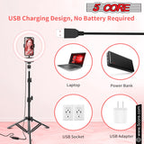 5 Core 12" Selfie LED Circle Light with 67" Adjustable Tripod Stand & Phone Holder