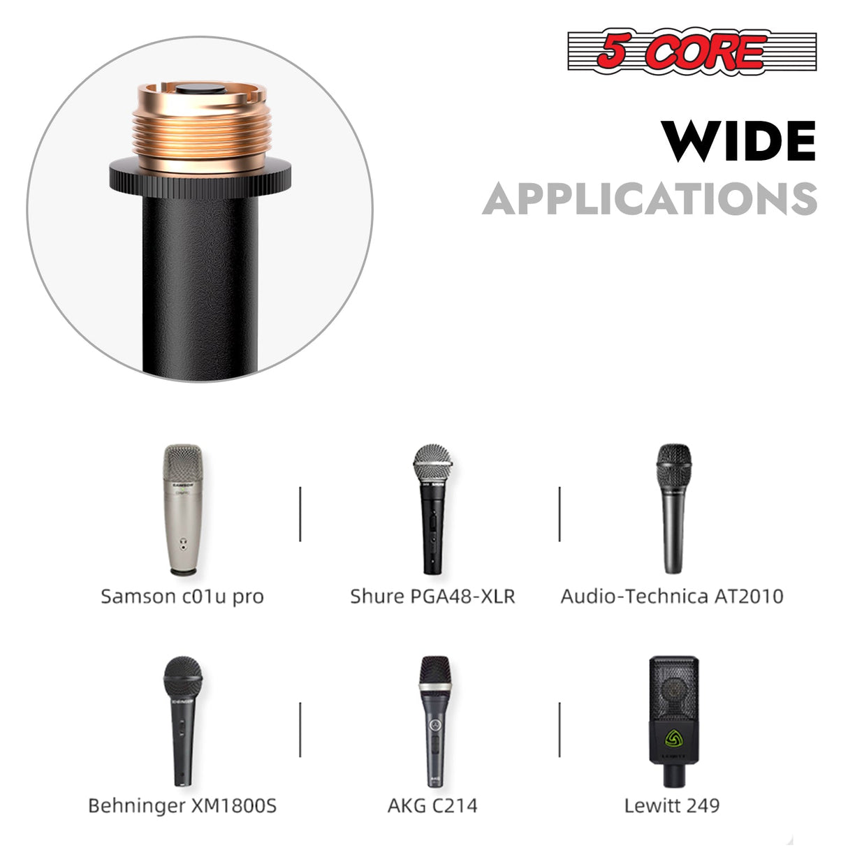 5Core Mic Stand Floor Heavy Duty Height Adjustable Pedestal Para Microfono for Singing On Stage Studio
