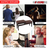 5 Core Duet Piano Bench 3.5 Inch Padded Cushioned Stool Wooden Heavy Duty Musician Chair w Storage