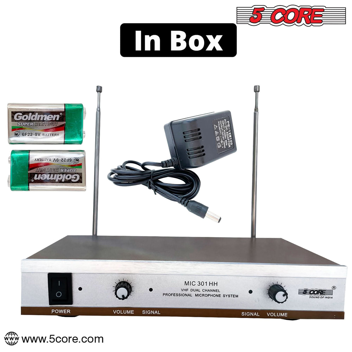5Core Wireless Microphones w 2 Headset Portable Mini Microfono Inalambricos + Receiver 165ft Range