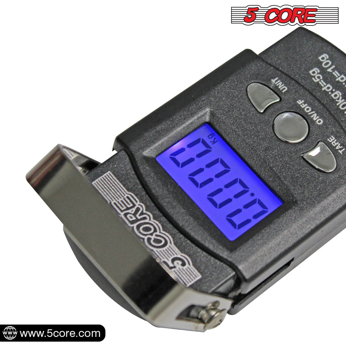 5Core Digital Fishing Scale 110lb/50kg Hanging Luggage Weighing Scales w Measuring Tape