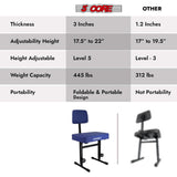 5 Core Piano Bench 3" Padded Cushioned Stool w Backrest Heavy Duty Musician Chair Height Adjustable