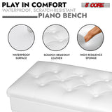 5 Core Piano Bench Wooden Height Adjustable Stool Heavy Duty Keyboard Seat with Storage WHITE