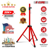 5Core Speaker Stand Tripod Tall Adjustable 72 Inch DJ Studio Monitor Stands Pole Mount RED