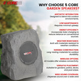 5Core Outdoor Wireless Speakers Bluetooth Rock Waterproof Linkable TWS Garden Speaker GRAY 1 PC