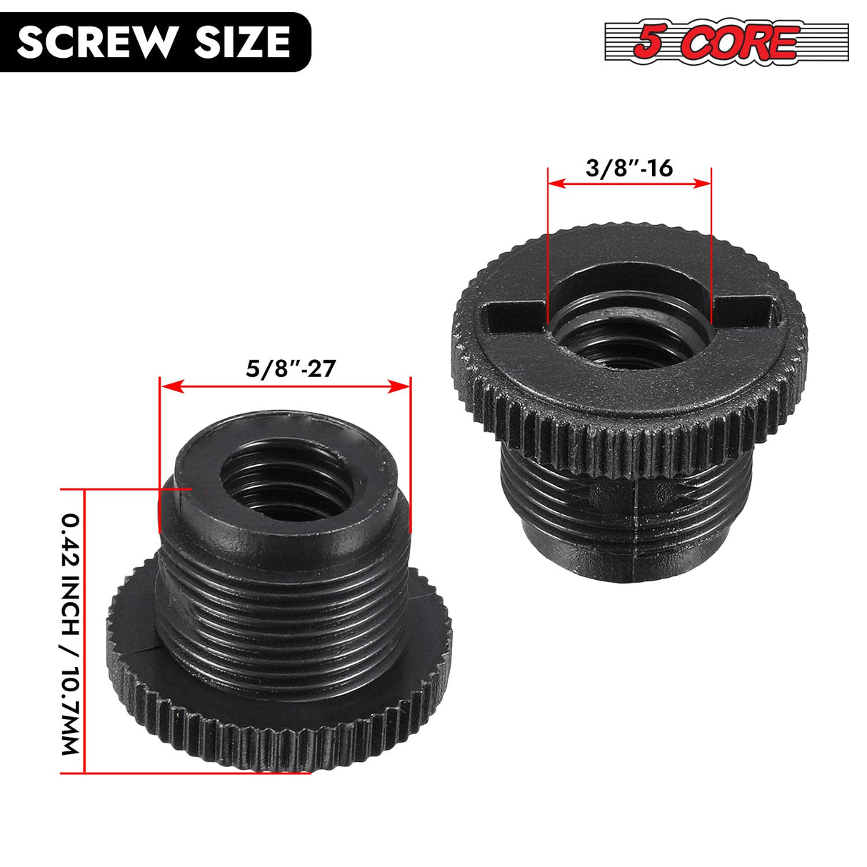 5 Core Mic Stand Adapter 5/8 Male to 3/8 Female Screw Thread Conversion Connector
