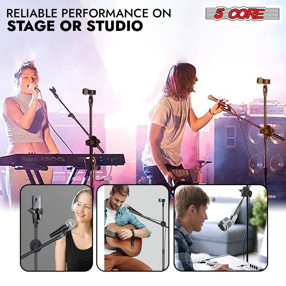 5Core Tripod Mic Stand Adjustable Heavy Duty Floor Holder Microphone Boom Arm 1 PC