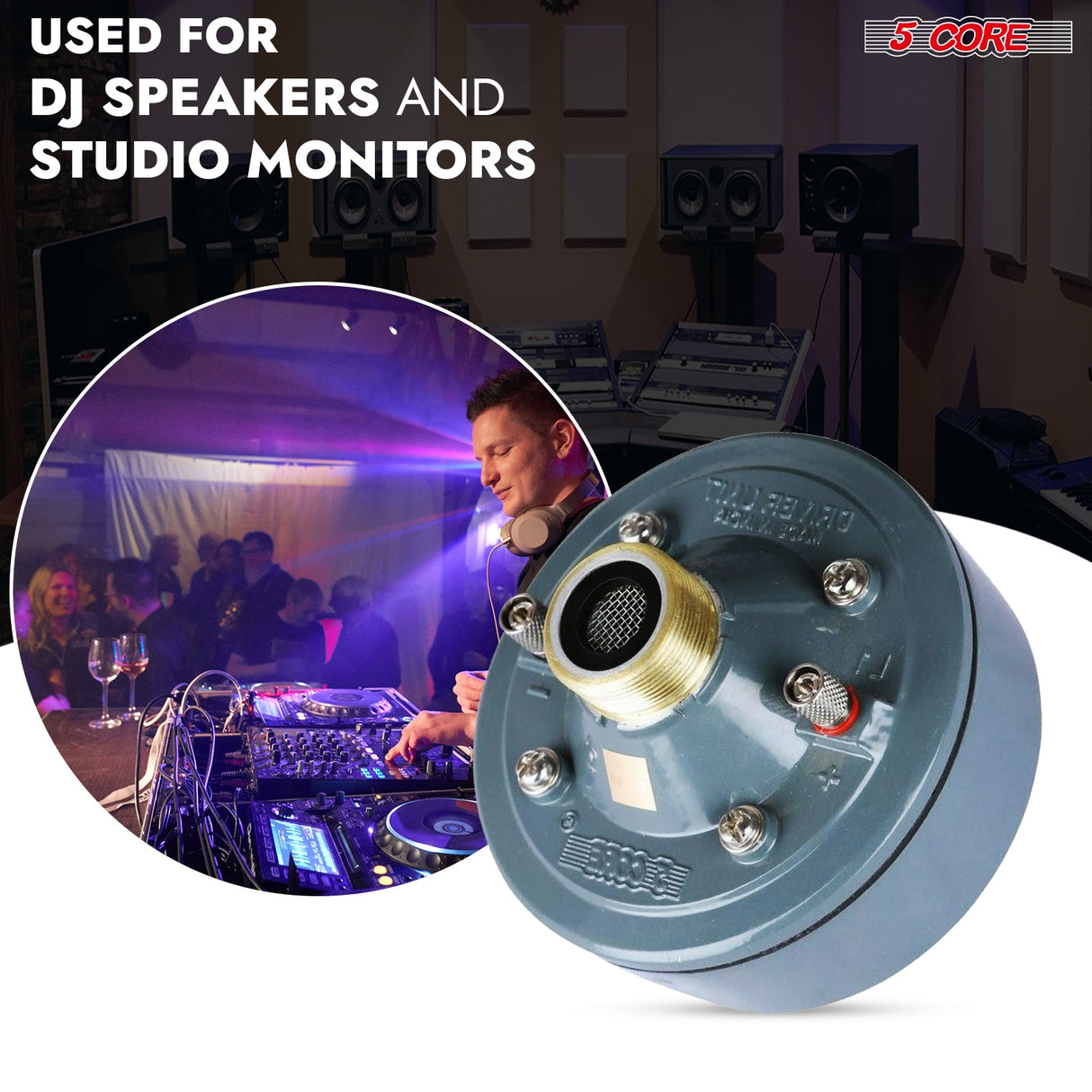 5 Core Compression Driver 600W Peak Aluminium Tweeter Diaphragm 16 Ohm Throat Twist Horn Speaker