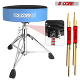 5Core Drum Throne Padded Guitar Stool Swivel Adjustable Drummer Seat Music Chair BLUE VELVET