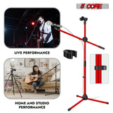 5Core Tripod Mic Stand Adjustable Heavy Duty Floor Holder Microphone Boom Arm RED