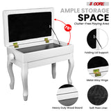 5 Core Piano Bench 3" Padded Cushioned Stool Wooden Heavy Duty Adjustable Musician Chair w Storage