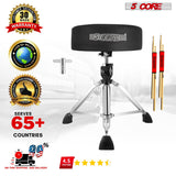 5Core Drum Throne Padded Adjustable Guitar Stool Drummer Seat for Adults & Kids BLACK - DS CH BLK PR HD