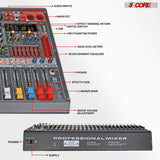 5 Core Audio Mixer 8 Channel DJ Soundboard USB Interface Bluetooth Mixing Console w 99 DSP Effect