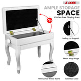 5 Core Piano Bench 3" Padded Cushioned Stool Wooden Heavy Duty Adjustable Musician Chair w Storage