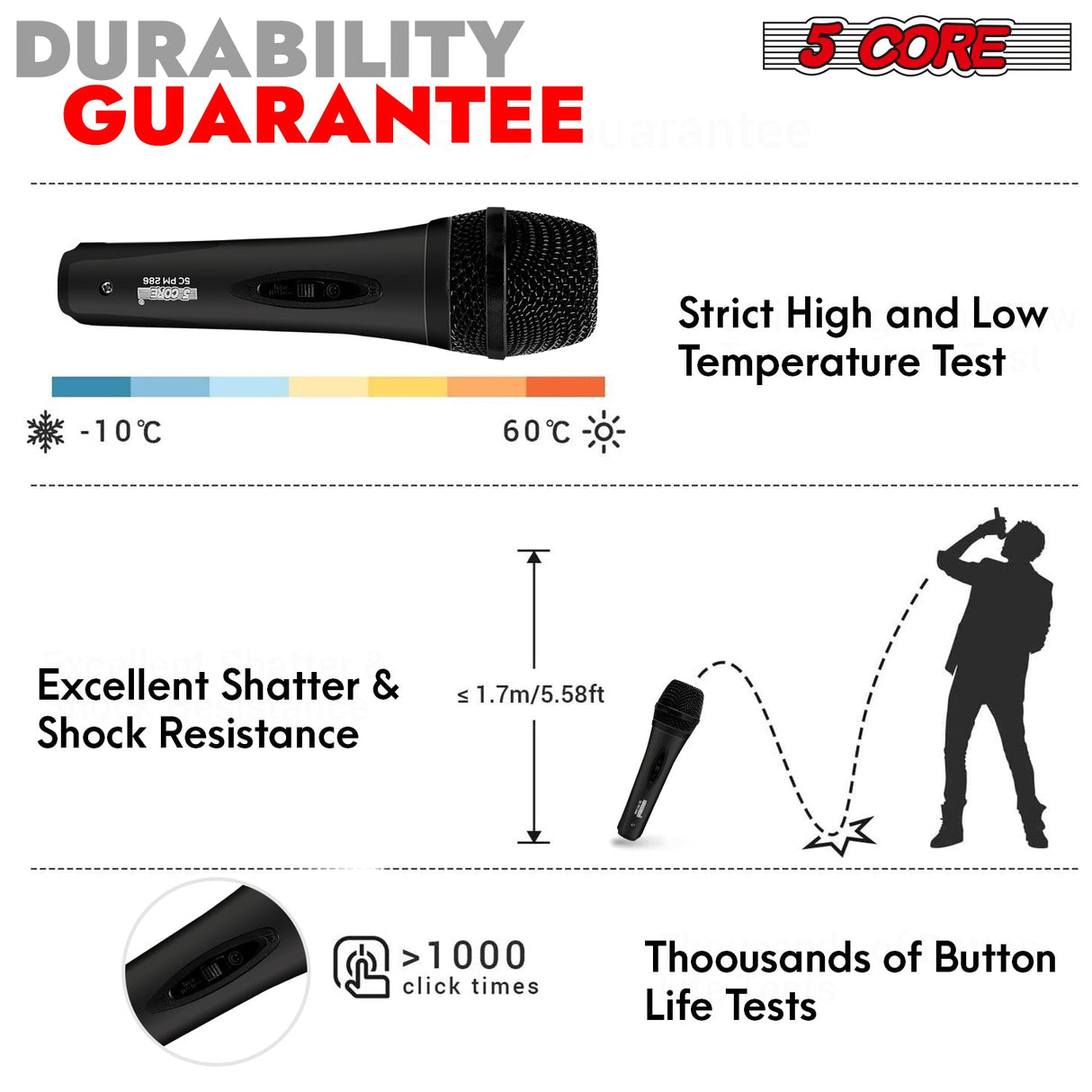 5Core XLR Microphone Dynamic Mic Karaoke Singing Studio Mics Handheld Microfono