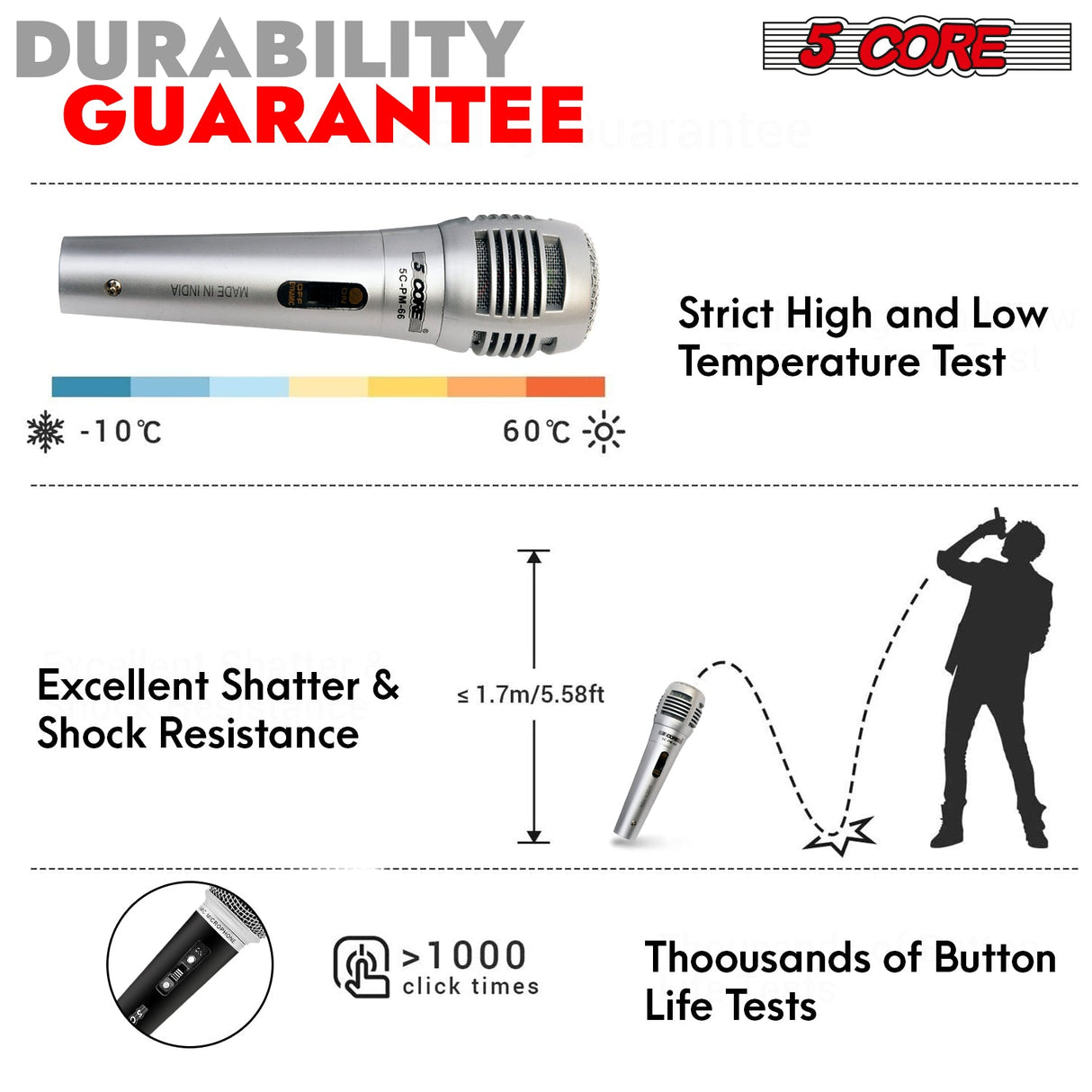 5Core XLR Microphone Dynamic Mic Karaoke Singing Studio Mics Handheld Microfono