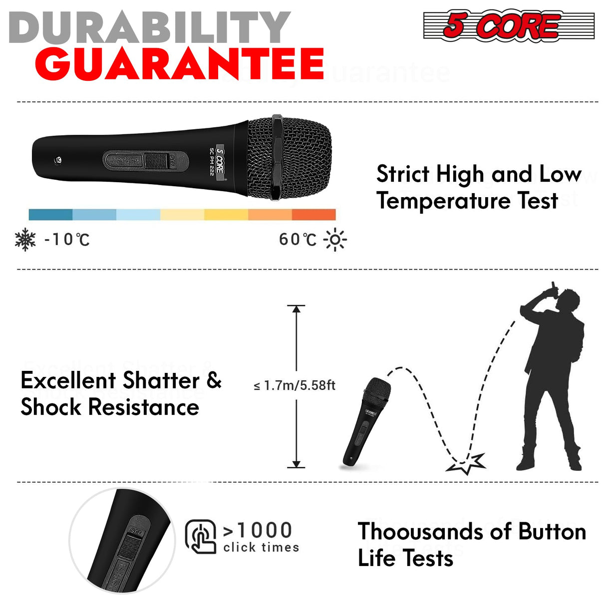 5Core XLR Microphone Dynamic Mic Karaoke Singing Studio Mics Handheld Microfono