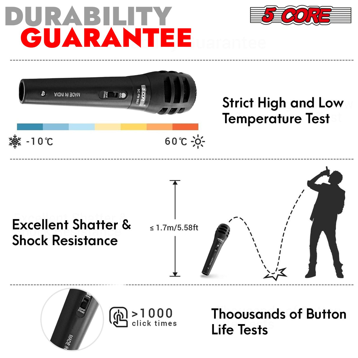 5Core XLR Microphone Dynamic Mic Karaoke Singing Studio Mics Handheld Microfono