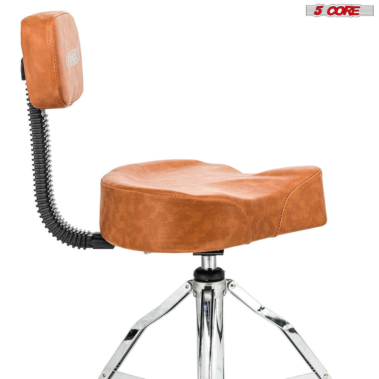 5Core Drum Throne Padded Guitar Stool Backrest Drummer Seat for Adults And Kids BROWN
