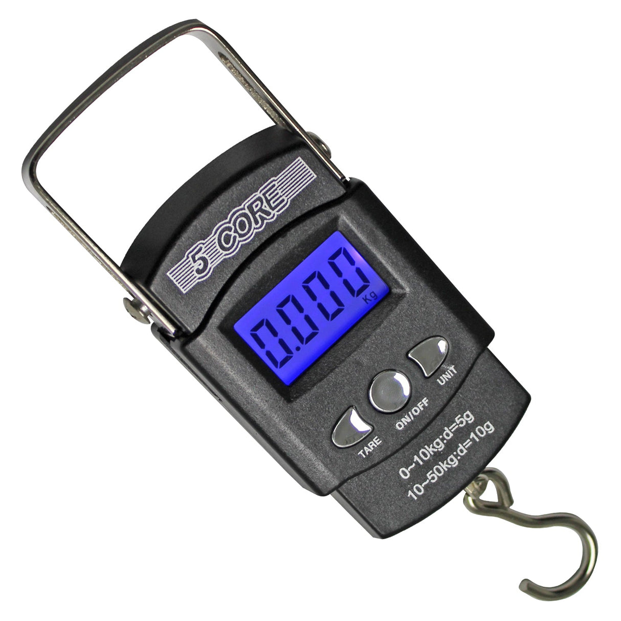 5Core Digital Fishing Scale 110lb/50kg Hanging Luggage Weighing Scales w Measuring Tape