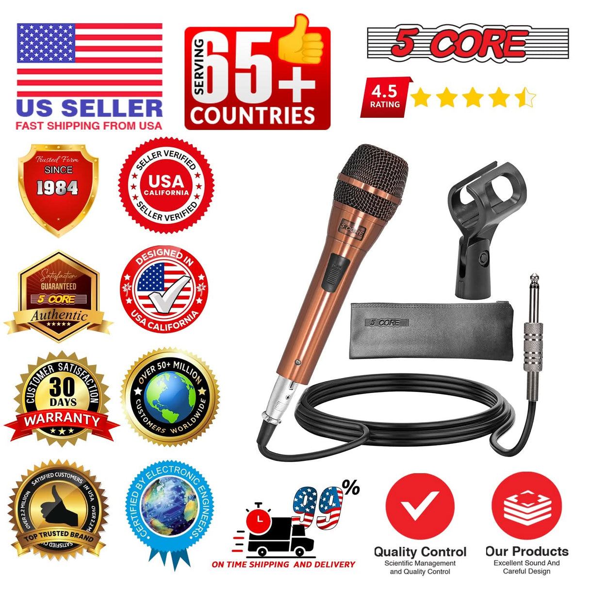 5Core XLR Microphone Dynamic Mic Karaoke Singing Studio Microfono Handheld Mics