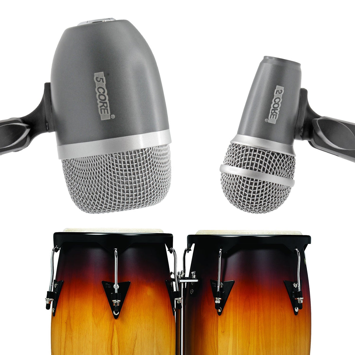 5Core Conga Mic Snare Tom Microphone Drum Kit Condenser XLR Instrument Mics GREY