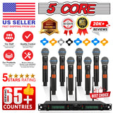 5Core Wireless Microphones 8 Channel Karaoke Professional UHF Singing Mic System Cordless Microfonos