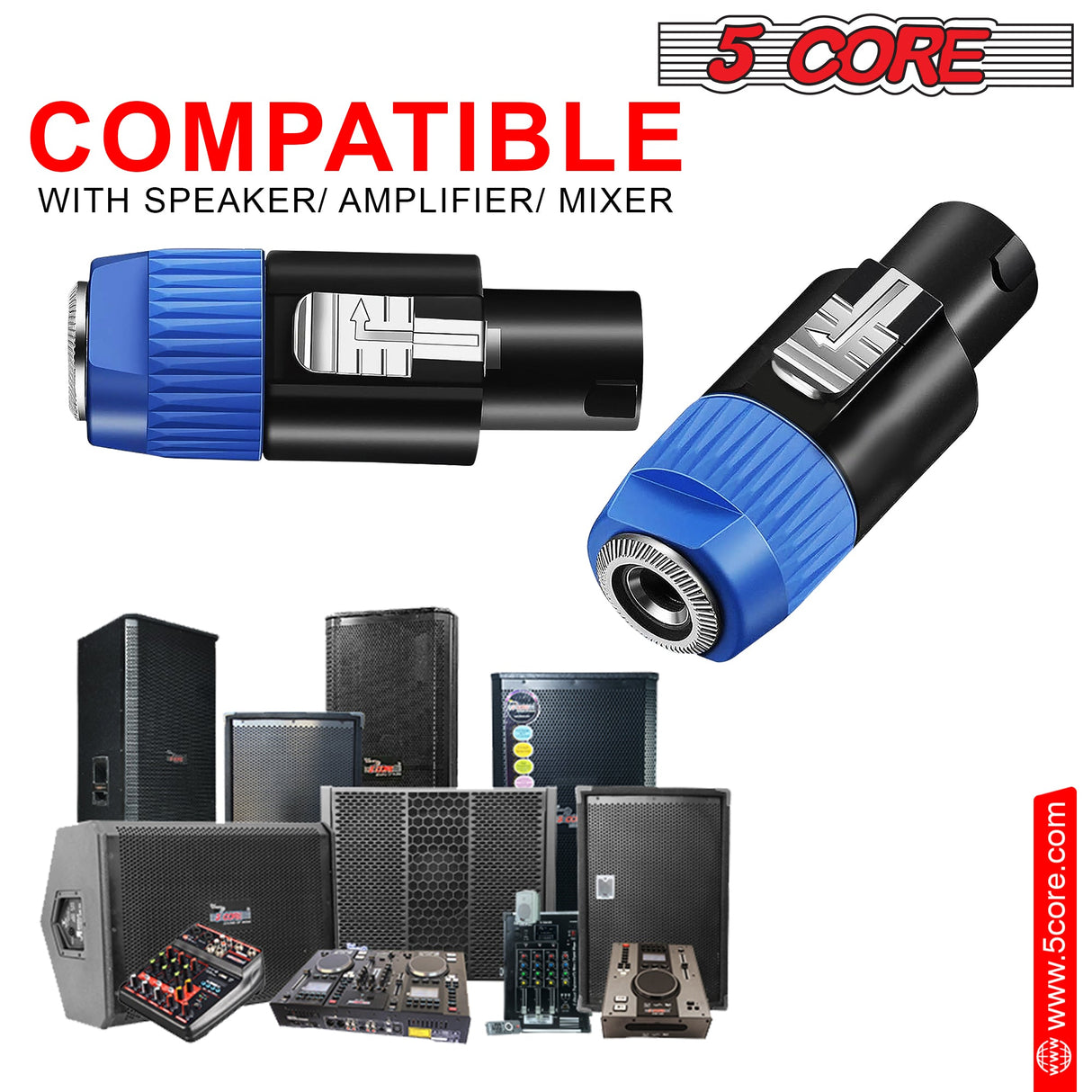 5 Core Speakon Adapter High Quality Audio Jack Male Audio Pin Speaker Adapter Connector