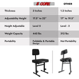 5 CORE Piano Bench Height Adjustable Keyboard Stool Stool Heavy Duty Thick Padded Cushioned Seat with Backrest Black