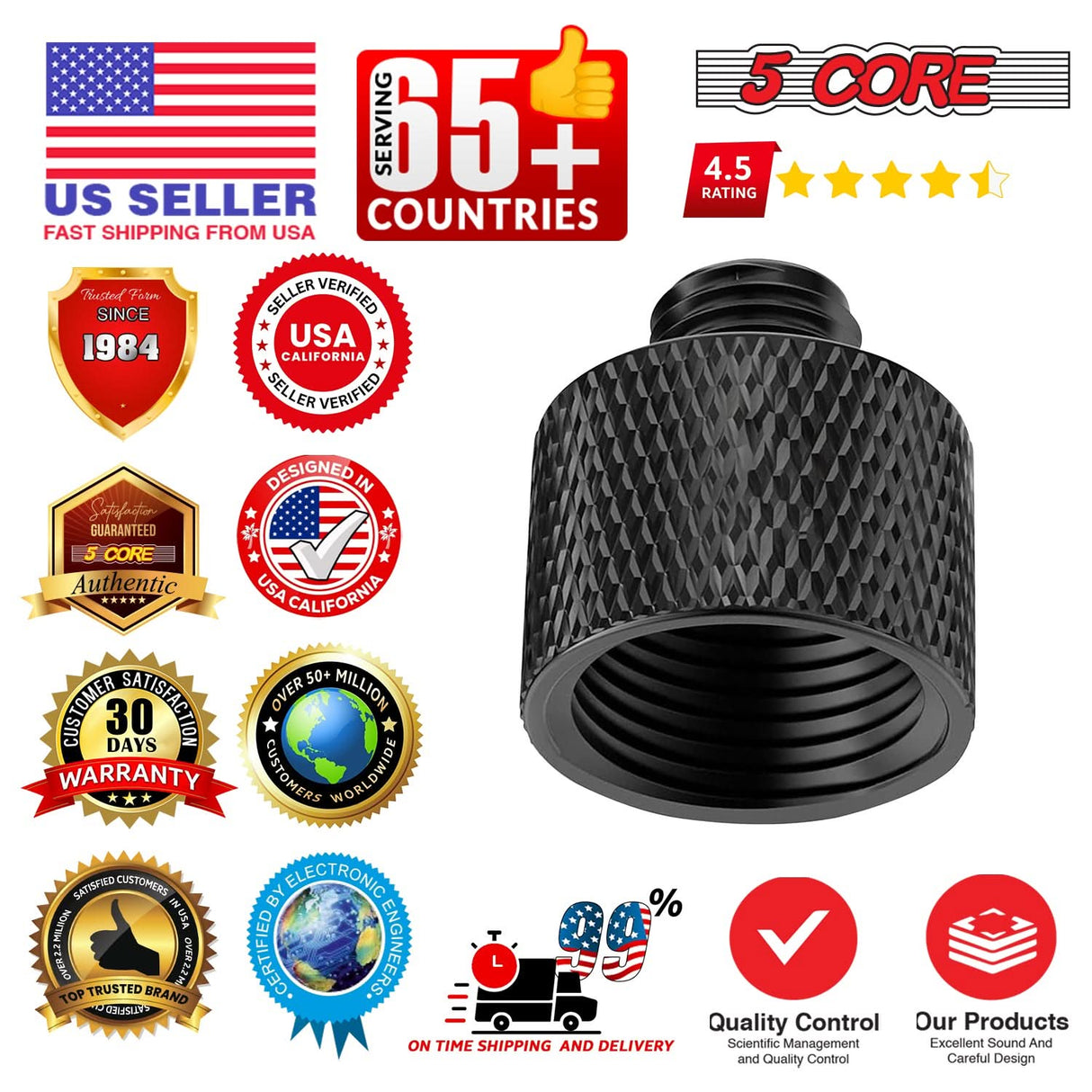 5 Core Mic Stand Adapter 12 Pieces 5/8 Female to 3/8 Male Screw Thread Conversion Connector