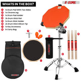 5Core Drum Throne Adjustable Guitar Stool Padded Seat + Drum Practice Pad Snare Drumming Stand
