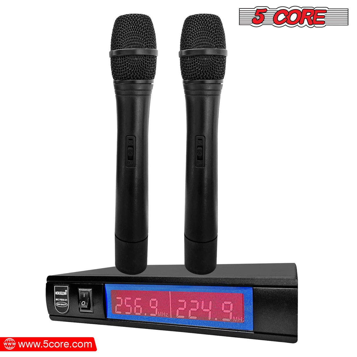5Core Wireless Microphone VHF Fixed Dual Frequency Microfono Inalambrico 100FT Range