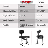 5 Core Piano Bench 3" Padded Cushioned Stool w Backrest Heavy Duty Musician Chair Height Adjustable