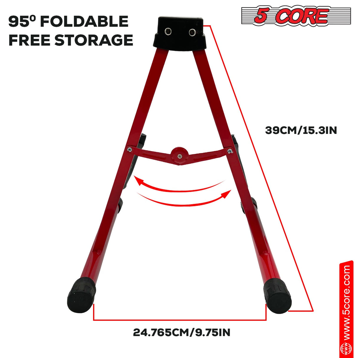 5Core Guitar Stand Floor A Frame Electric Acoustic Bass Soporte Para Guitarra RED