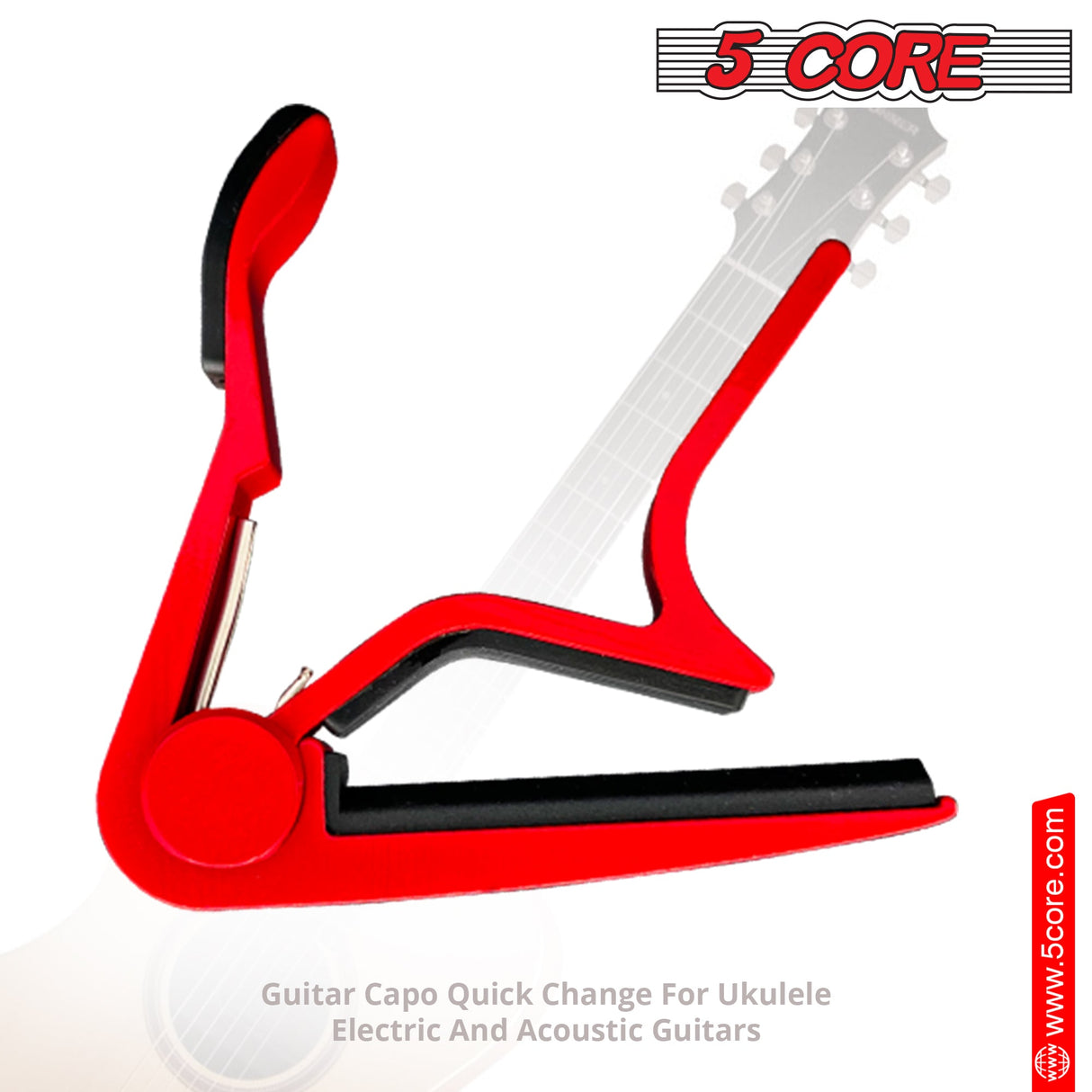 5Core Capo Acoustic Electric Guitar 6 String Kapo Clip For Banjo Mandolin Ukulele RED