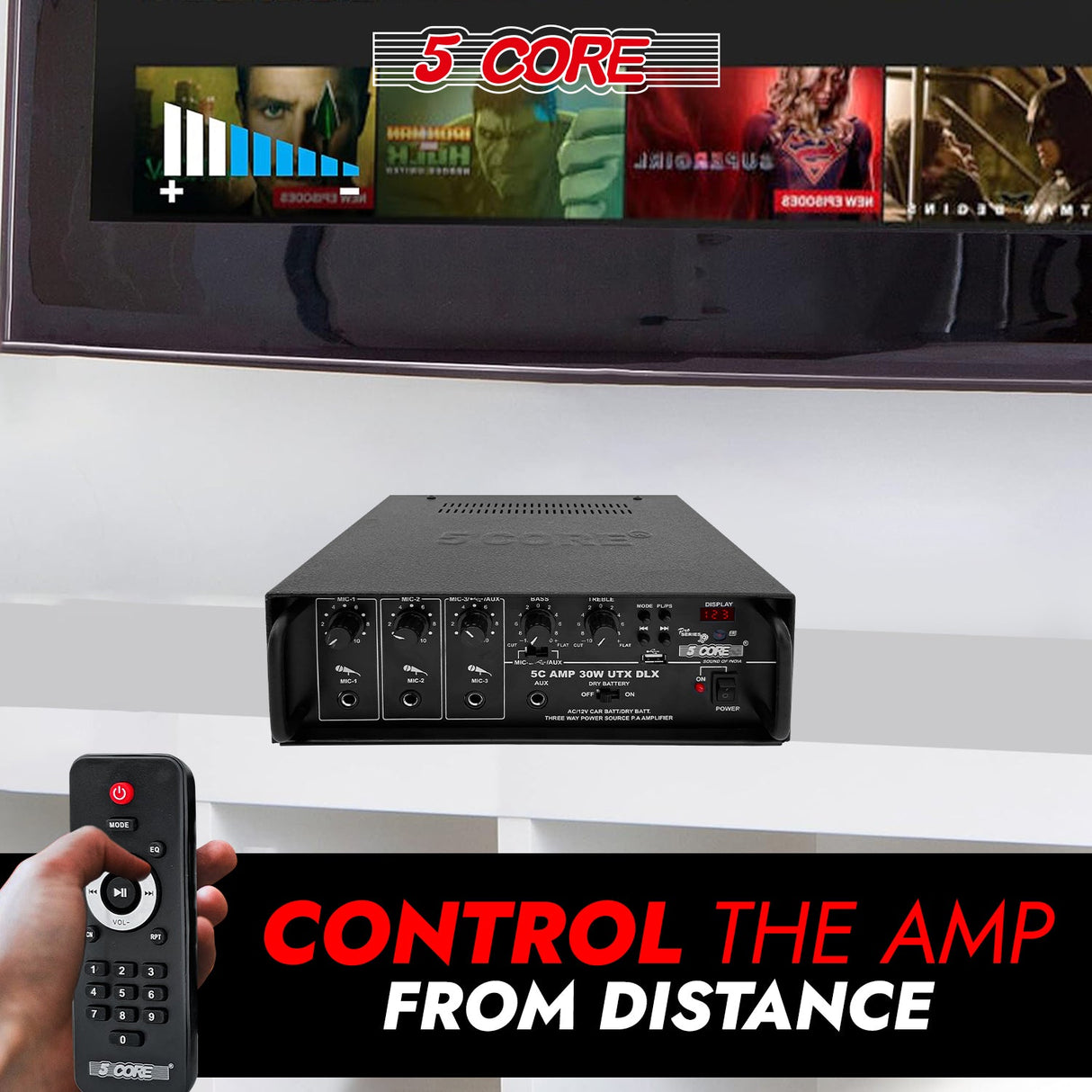 5Core Amplifier Home Audio Stereo Receiver PA Speaker Microphone Surround Sound Amp