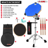 5Core Drum Throne Adjustable Guitar Stool Padded Seat + Drum Practice Pad Snare Drumming Stand