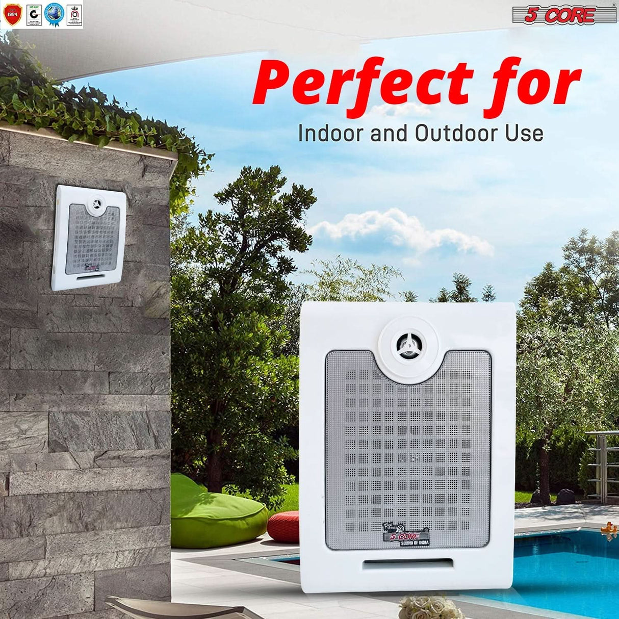 5Core high performance ceiling mount speakers, 50W RMS outdoor wall speaker 4Ohms