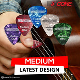 Purple 0.71mm guitar picks medium celluloid for pro and beginner use by 5Core