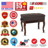 5 Core Piano Bench 3" Padded Cushioned Stool Wooden Heavy Duty Adjustable Musician Chair w Storage